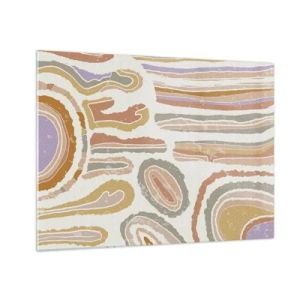 Obraz na skle - Barevné abstraktní tvary připomínající průřezy minerálů - 70x50cm - Barevné průřezy - Moderní nástěnná dekorace do obývacího pokoje a ložnice ARTTOR