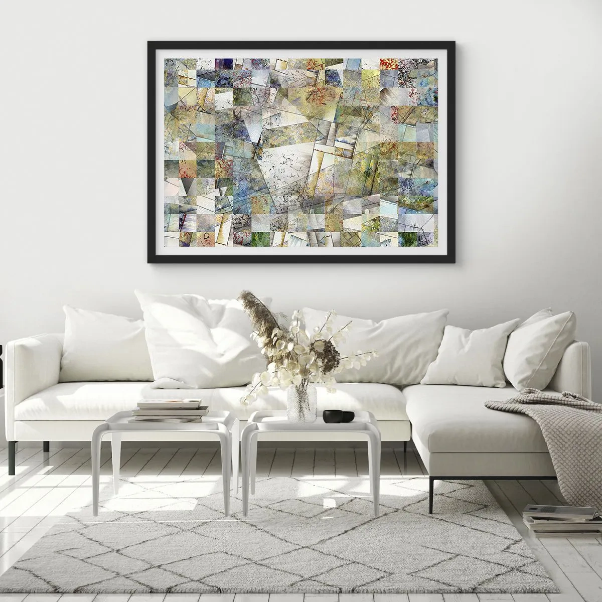 Plakát v černém rámu - Geometrické přeskupení - 100x70 cm