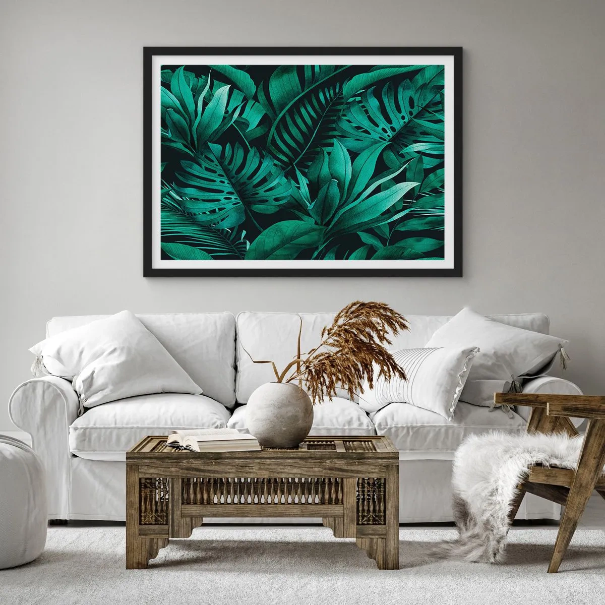 Plakát v černém rámu - Hloubka tropické zeleně - 100x70 cm