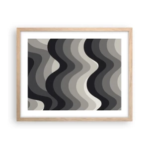 Plakát v rámu světlý dub - Vlna za vlnou - 50x40 cm