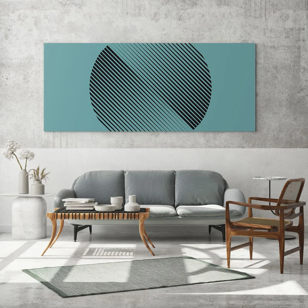 Obraz na skle - Kruh – geometrická variace - 100x40 cm