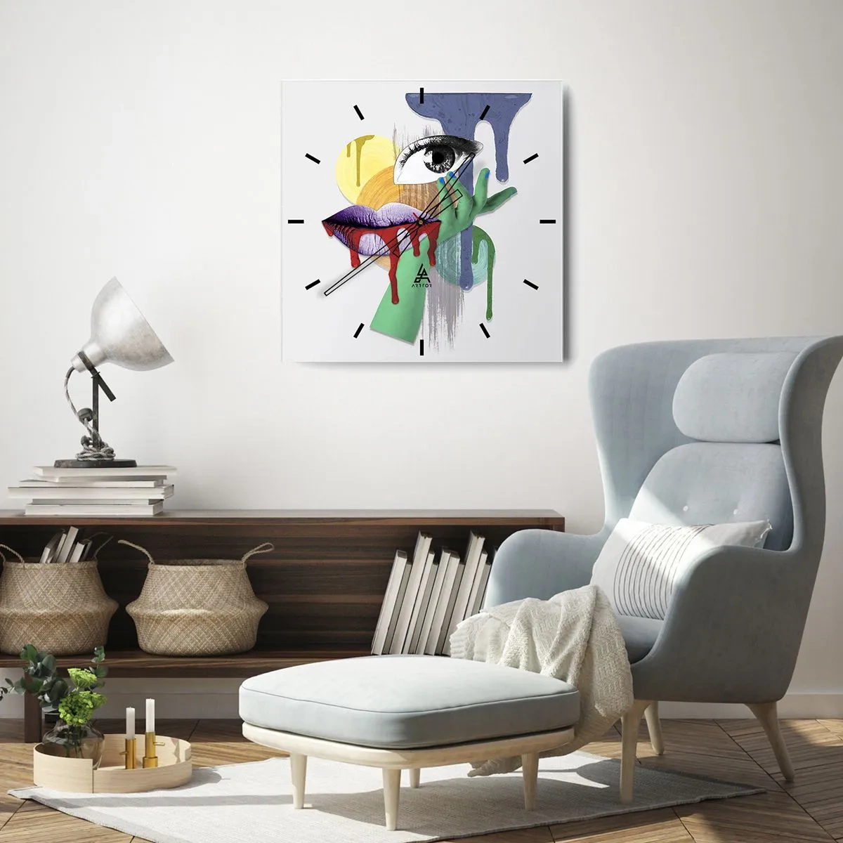 Nástěnné hodiny - Zdeformovaný portrét - 40x40 cm