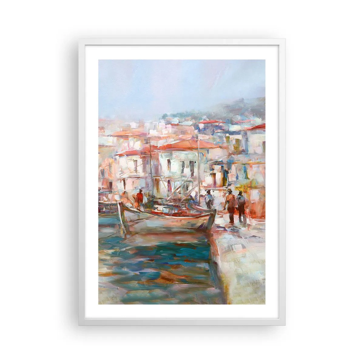 Plakát v bílém rámu - Pastelová dovolená - 50x70 cm