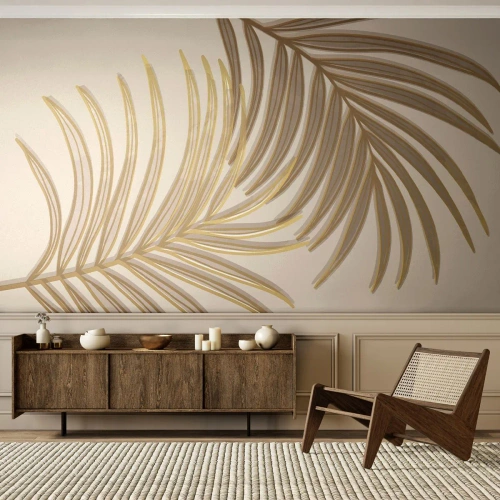 Fototapeta Premium Sand - Zlatá palma! - Abstrakce, Palmový list, Grafika - 100x70 cm