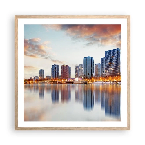 Plakát v rámu světlý dub - Monumentální klid Paříže - 60x60 cm