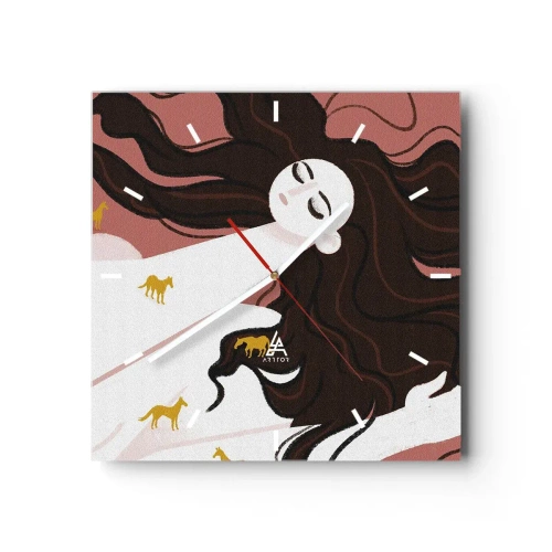 Nástěnné hodiny - Sen o zlatém koni - 30x30 cm