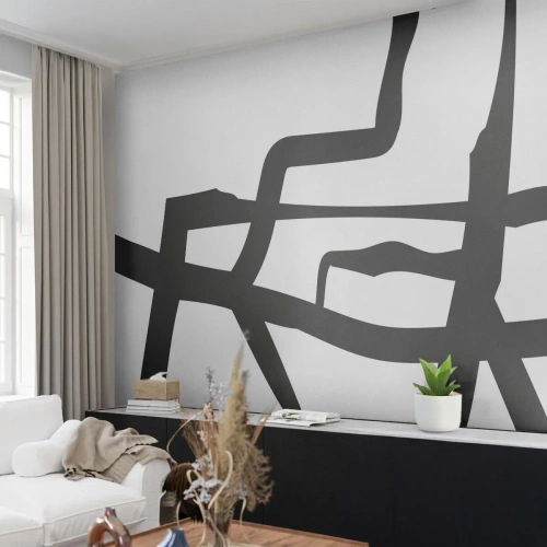 Fototapeta Samolepicí Deluxe Sticker - Černobílá konstrukce - Čára, Černý a bílý, Abstrakce - 450x315 cm