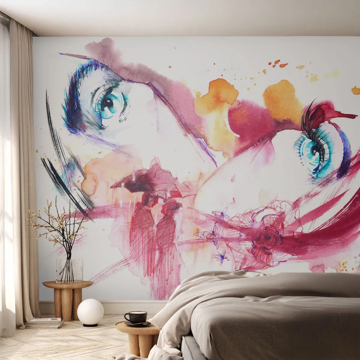 Fototapeta Premium Canvas - V blízkosti svět rozkvétá - Abstrakce, ženská tvář, Ženské oči - 500x350 cm