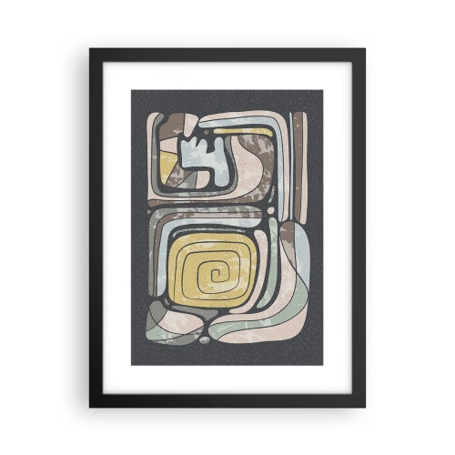 Plakát v černém rámu - Abstrakce v předkolumbovském duchu - 30x40 cm