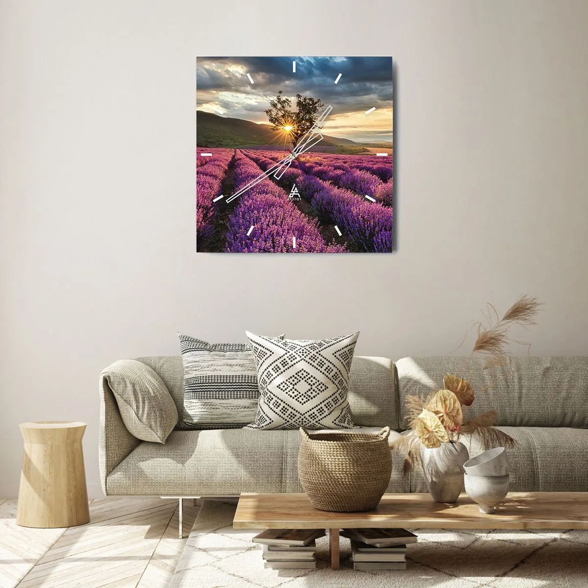Nástěnné hodiny - Aroma v barvě lila - 30x30 cm