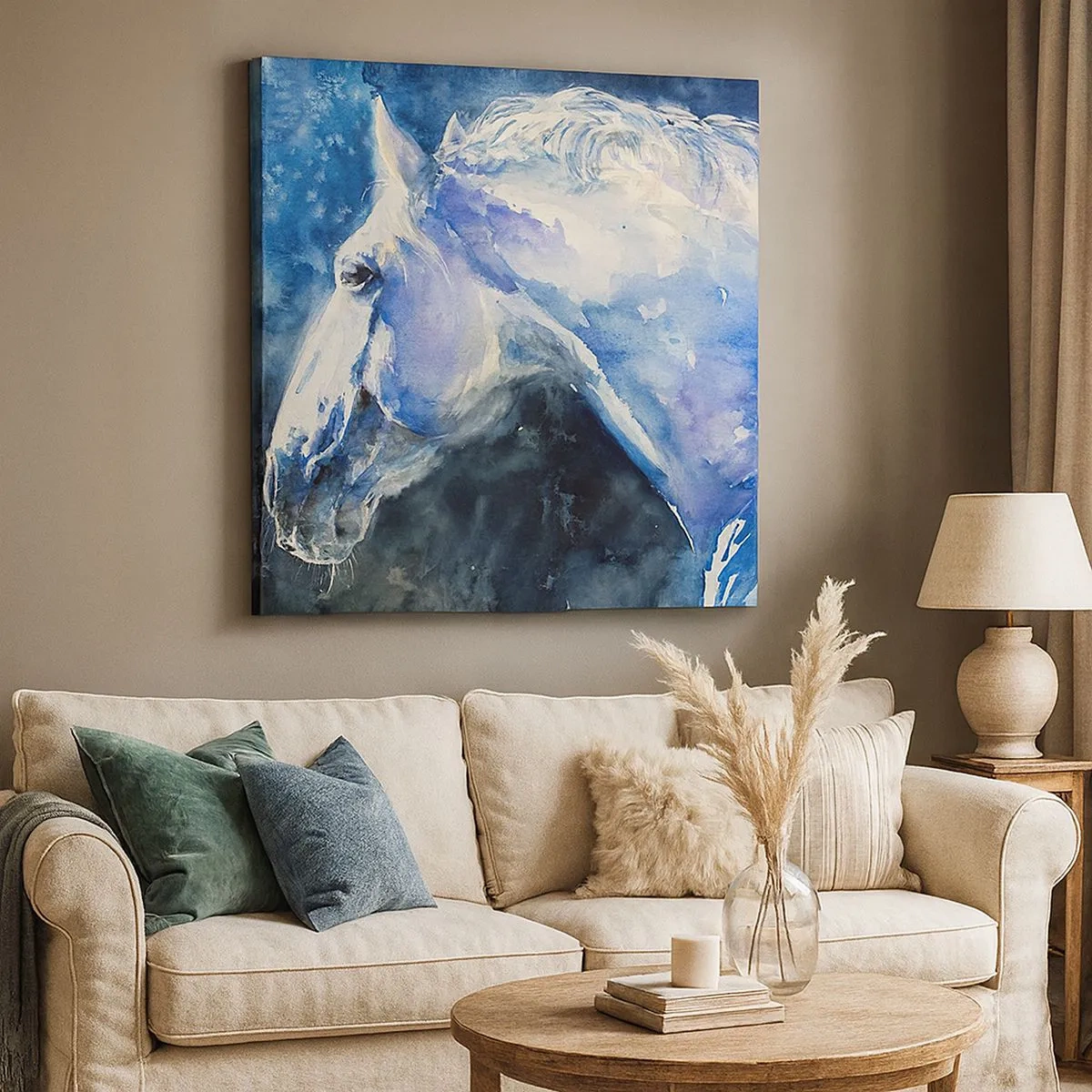 Obraz na plátně - Portrét v modré záři - 30x30 cm