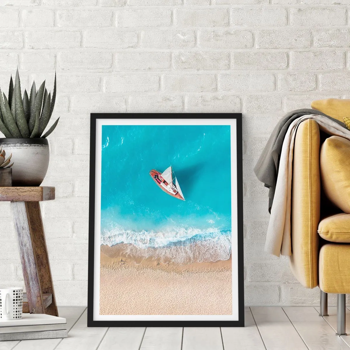 Plakát v černém rámu - Na hranici modré a zlaté - 70x100 cm