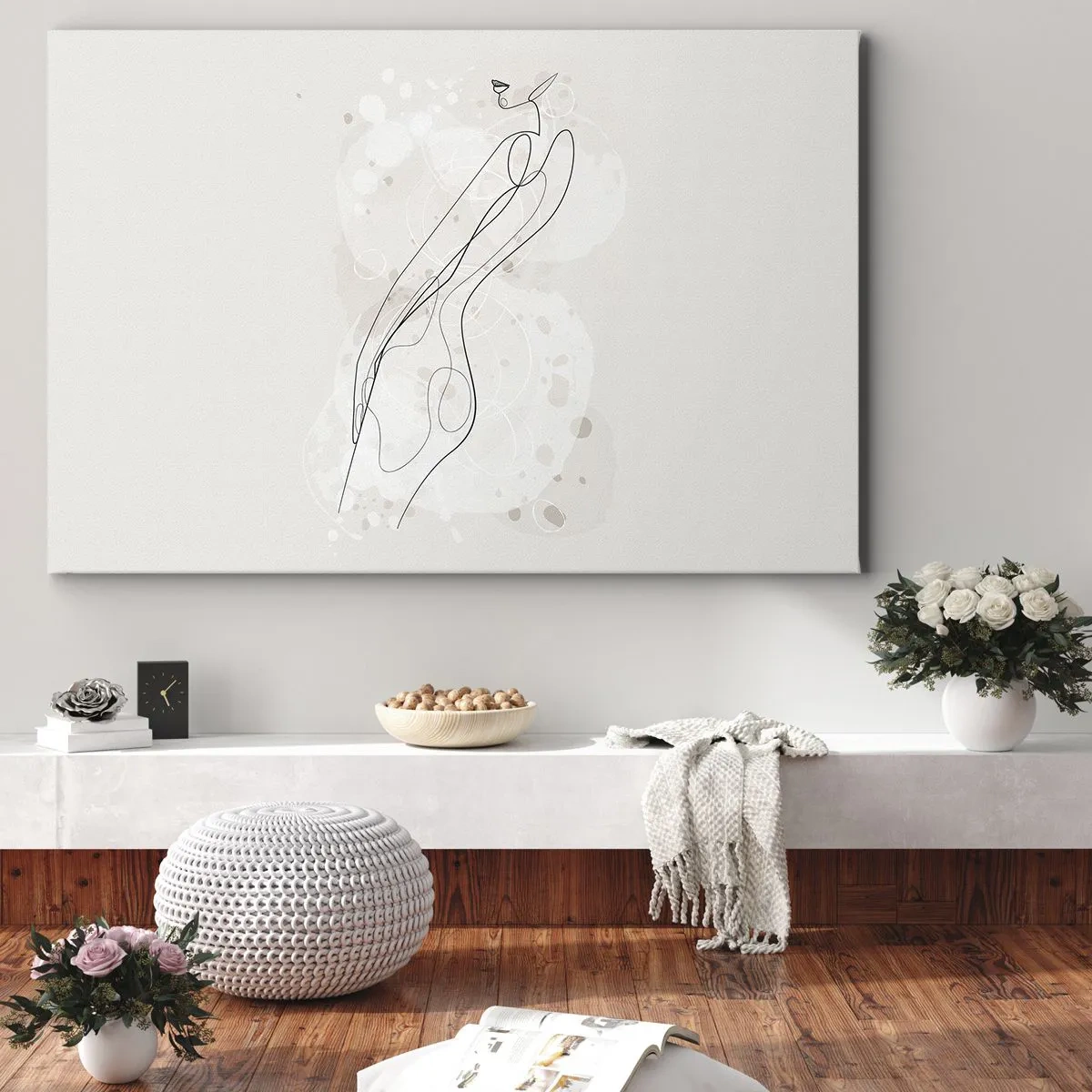 Obraz na plátně - Jemná silueta v minimalistickém stylu - 70x50cm - Zabloudit pohledem - Moderní nástěnná dekorace do obývacího pokoje a ložnice ARTTOR