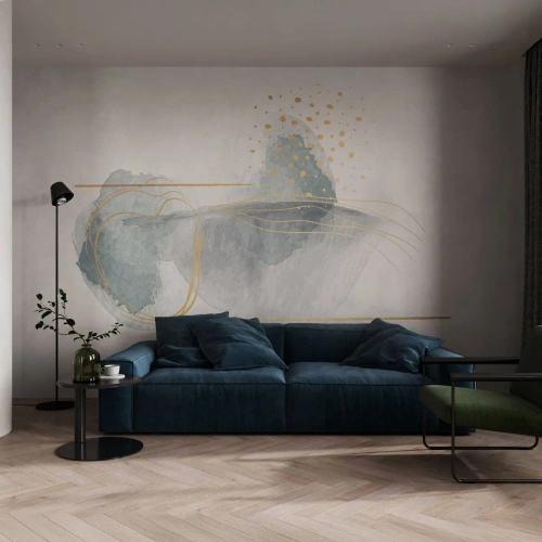 Fototapeta Standard Eco - O vztahu mezi šedou a zlatou - Abstrakce, Kus, Zajímavé tvary - 250x175 cm