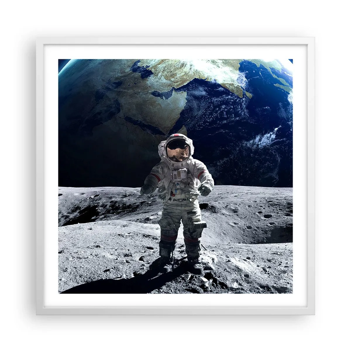 Plakát v bílém rámu - Pozdravy s Měsíce - 60x60 cm