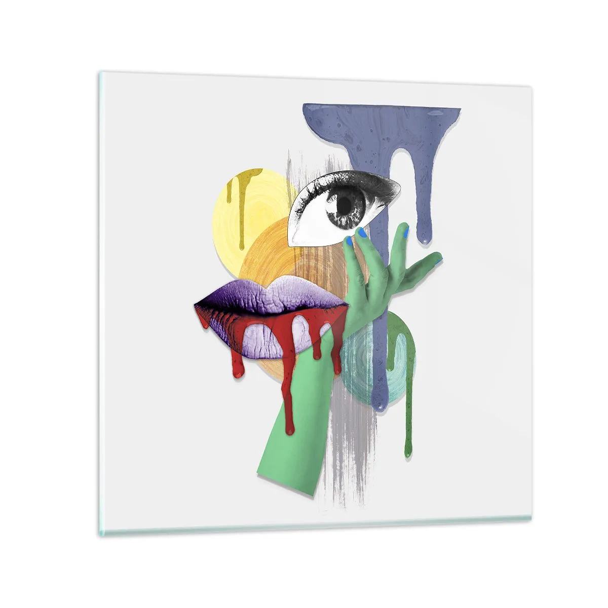 Obraz na skle - Zdeformovaný portrét - 70x70 cm