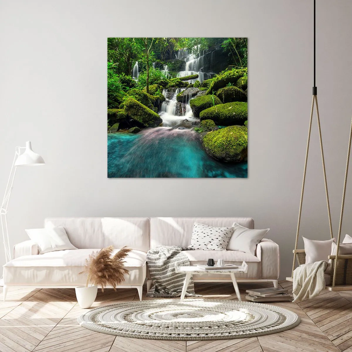 Obraz na plátně - Tyrkys, safíry a tekuté stříbro - 40x40 cm