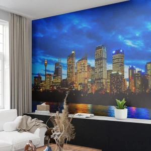 Fototapeta Premium Sand - Noc světel a barev - Město, Sydney, Architektura - 200x140 cm