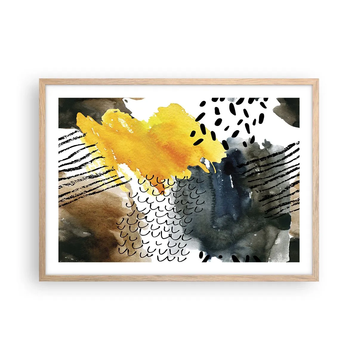 Plakát v rámu světlý dub - Setkání živlů - 70x50 cm