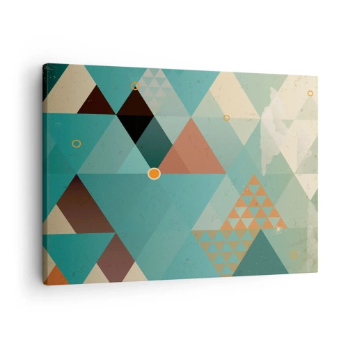 Obraz na plátně - Geometrické vzory v odstínech tyrkysové a hnědé - 70x50cm - Jednota mnohosti, mnohost jednoty - Moderní nástěnná dekorace do obývacího pokoje a ložnice ARTTOR