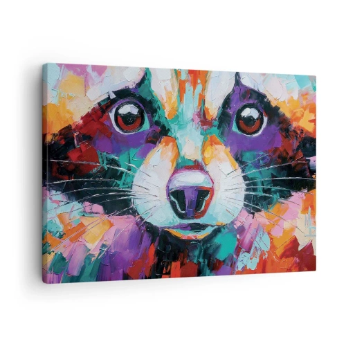 Obraz na plátně - Barevný portrét mývala ve stylu expresivní malby. - 70x50cm - Pouze dobré emoce - Moderní nástěnná dekorace do obývacího pokoje a ložnice ARTTOR