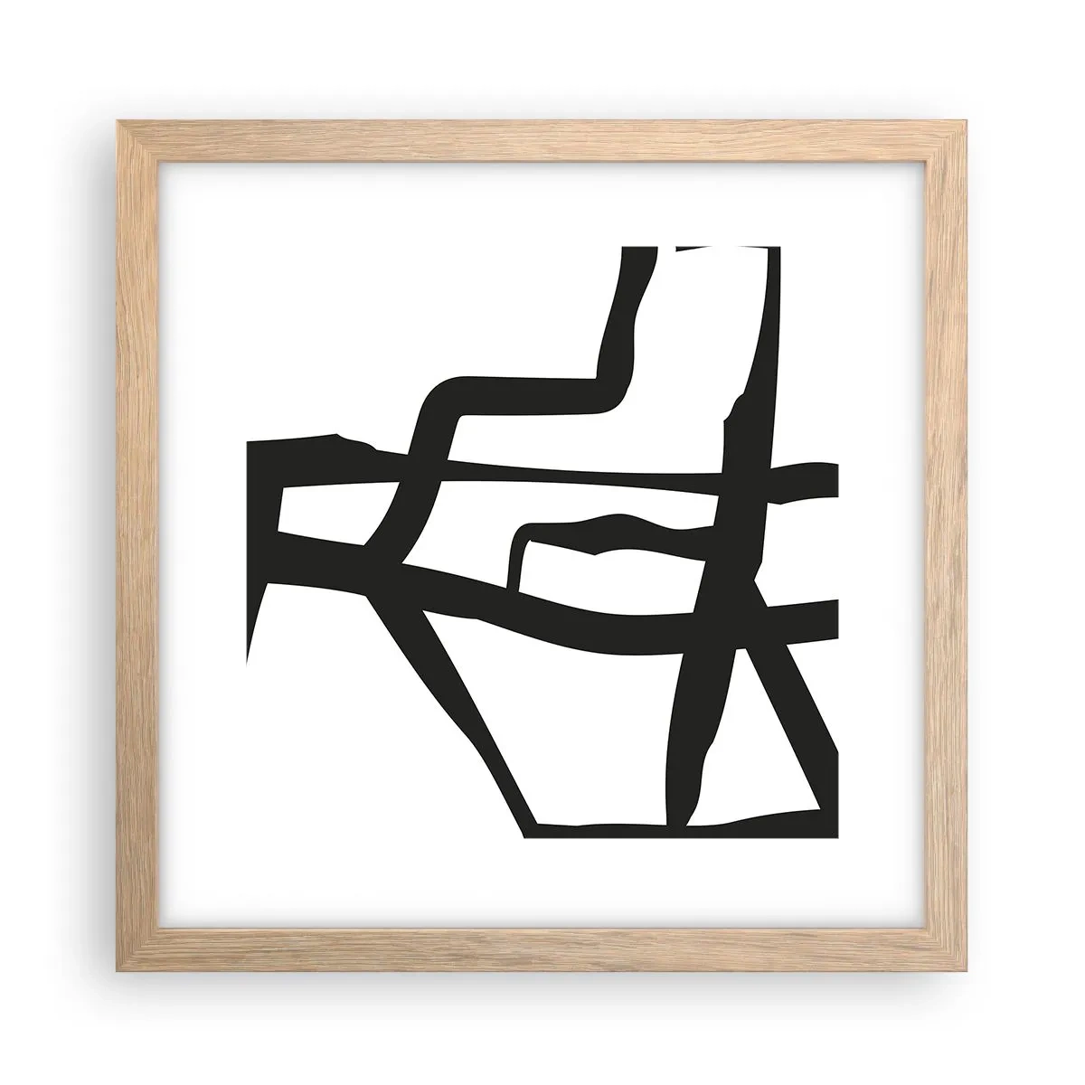 Plakát v rámu světlý dub - Černobílá konstrukce - 30x30 cm