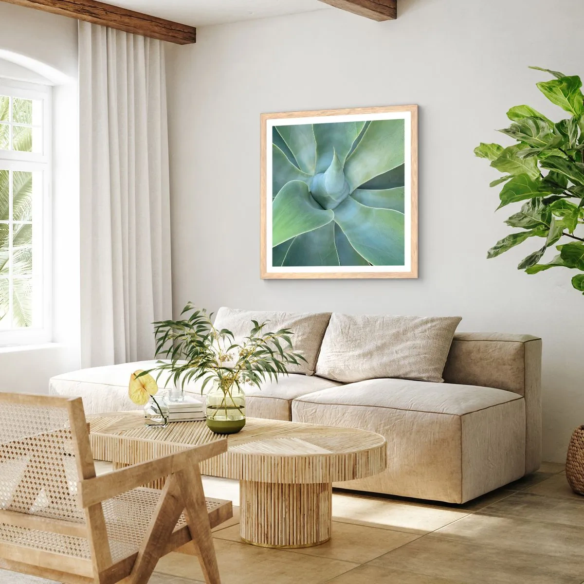 Plakát v rámu světlý dub - Zrození zeleně - 40x40 cm