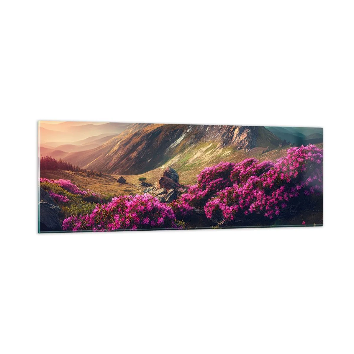 Obraz na skle - Léto na horách - 90x30 cm