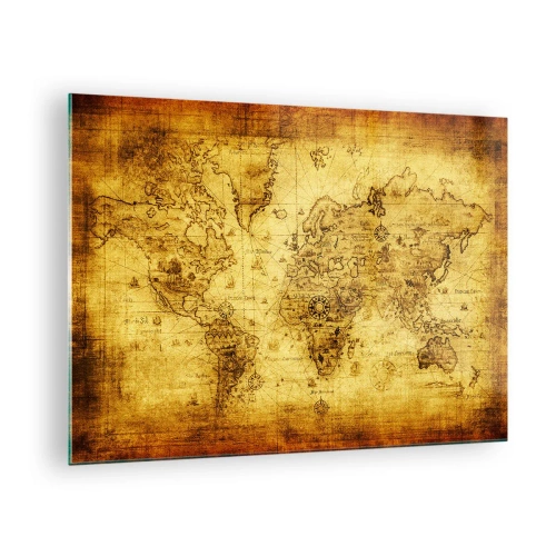 Obraz na skle - Stará mapa světa s vintage motivem - 70x50cm - Tento svět je divný - Moderní nástěnná dekorace do obývacího pokoje a ložnice ARTTOR