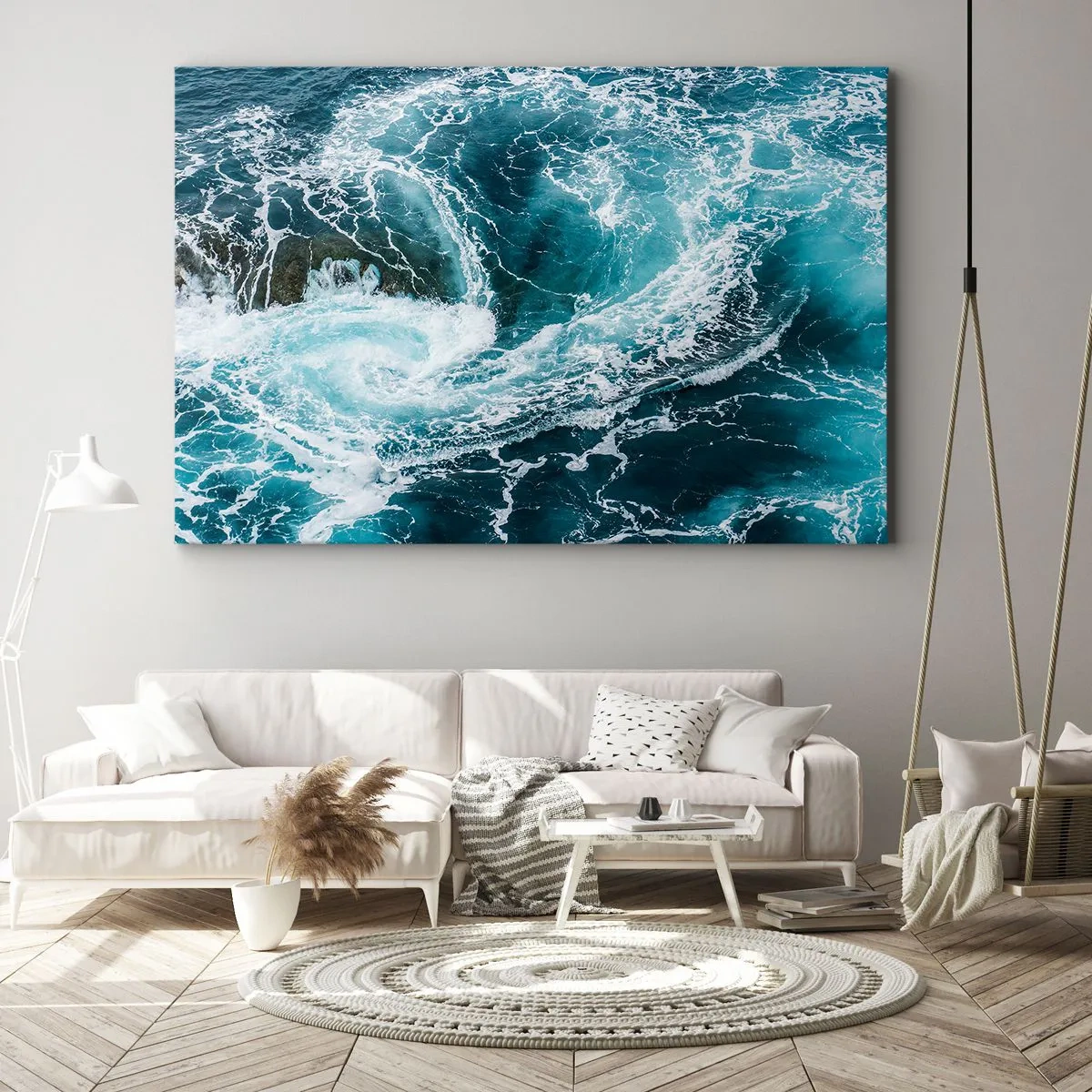 Obraz na plátně - Dynamický oceánský vír - 70x50cm - Brána do nitra Země - Moderní nástěnná dekorace do obývacího pokoje a ložnice ARTTOR
