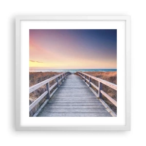 Plakát v bílém rámu - Baltská večerní polární záře - 40x40 cm