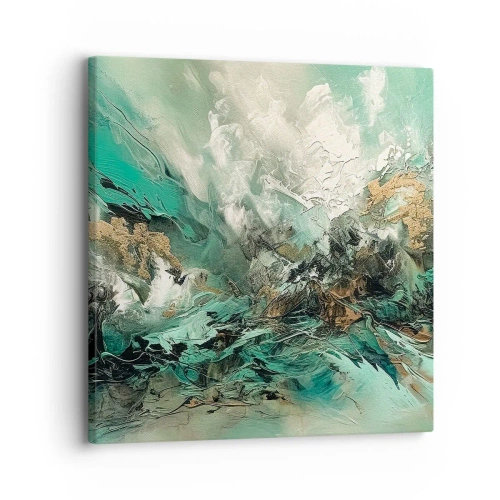Obraz na plátně - Smaragdově černé vlnobití - 30x30 cm