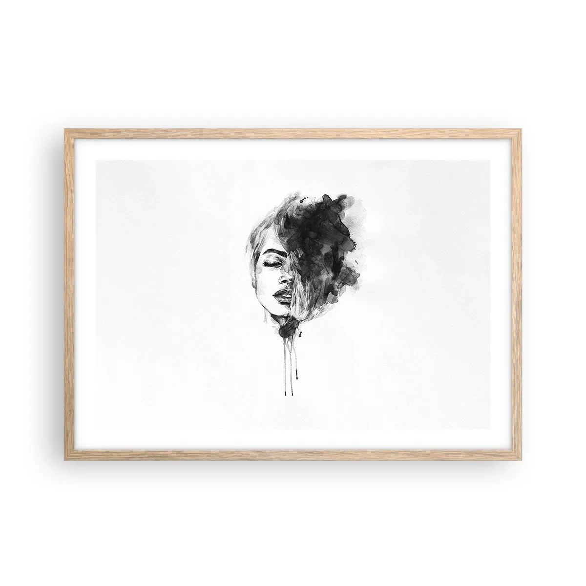 Plakát v rámu světlý dub - O čem sní dívka - 70x50 cm