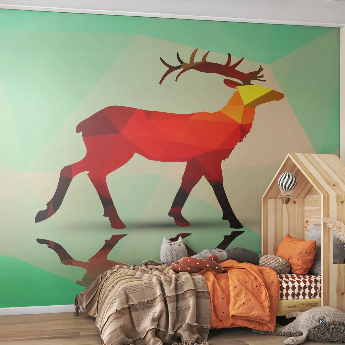 Fototapeta Samolepicí Deluxe Sticker - Geometrický jelen - Zvířata, Jelen, Geometrický obrazec - 250x175 cm