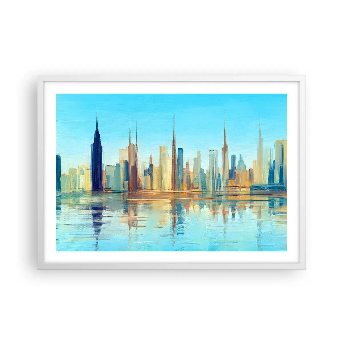 Plakát v bílém rámu - Prosluněná metropole - 70x50 cm