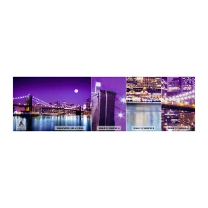 Vzor Fototapety Premium Canvas - Světla velkoměsta ve fialové - Město, New York, Brooklynský most - 100x30 cm