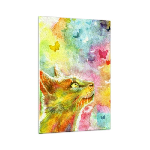 Obraz na skle - Vymýšlí nesmysly v kočičím ráji - 70x100 cm