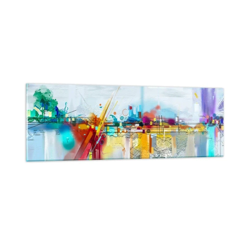 Obraz na skle - Most radosti nad řekou života - 90x30 cm