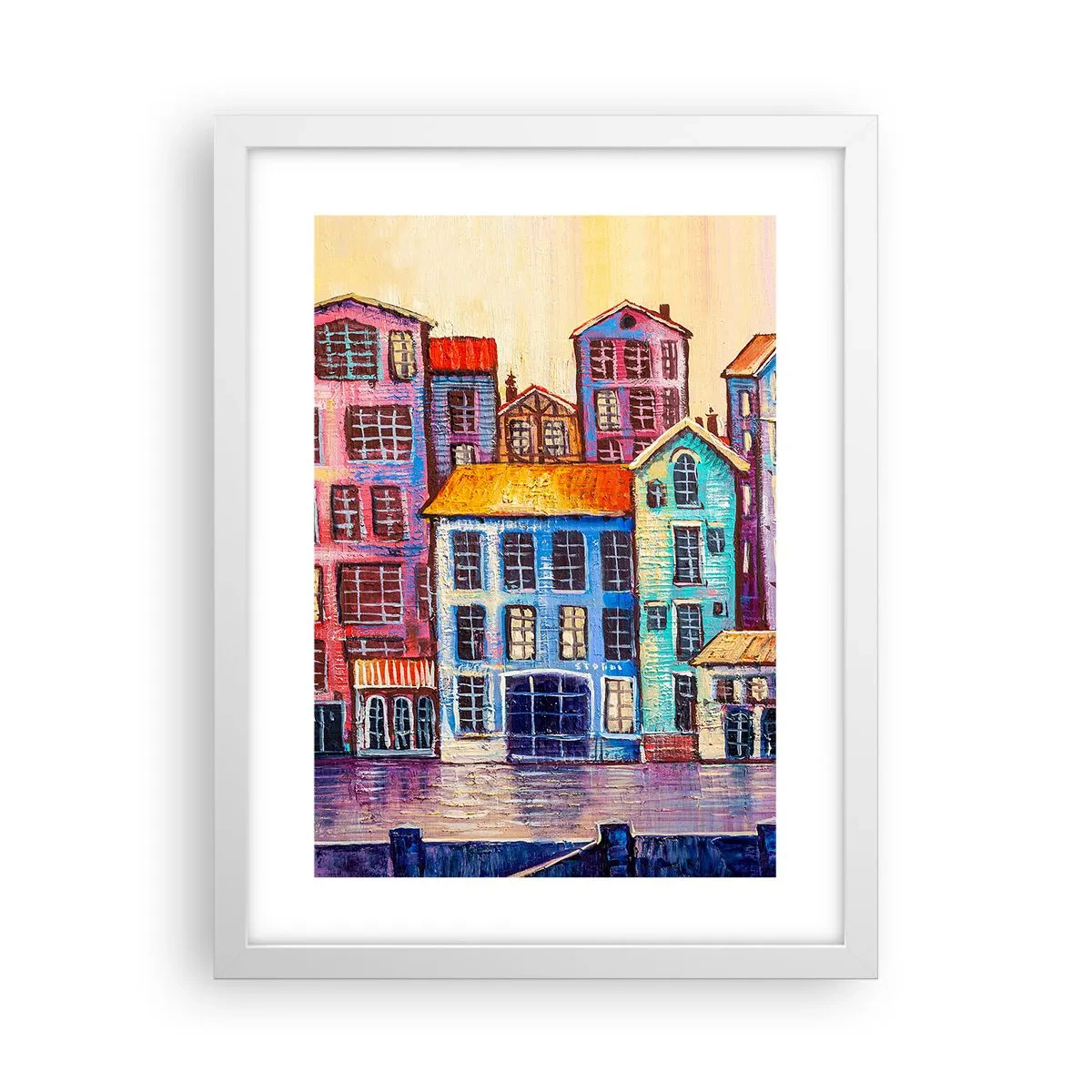 Plakát v bílém rámu - Město jako z pohádky - 30x40 cm