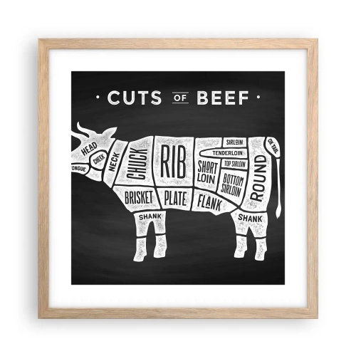 Plakát v rámu světlý dub - Slabikář řezníka - 40x40 cm