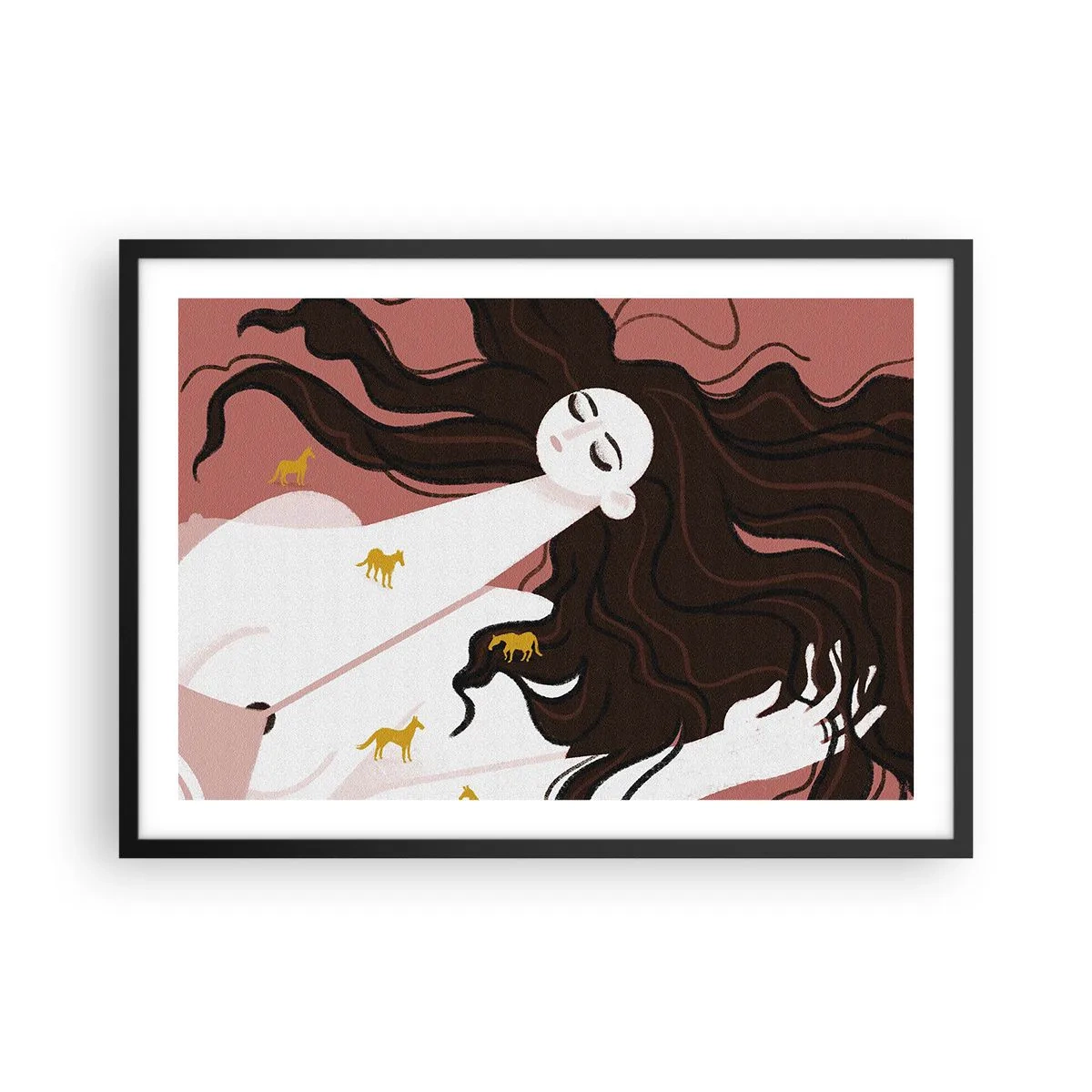Plakát v černém rámu - Sen o zlatém koni - 70x50 cm