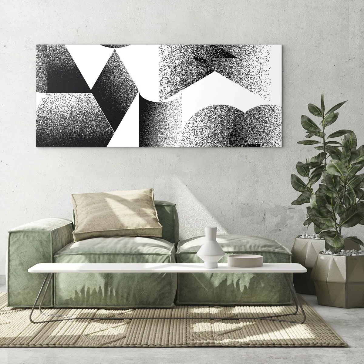 Obraz na skle - Úhly a ovály - 100x40 cm