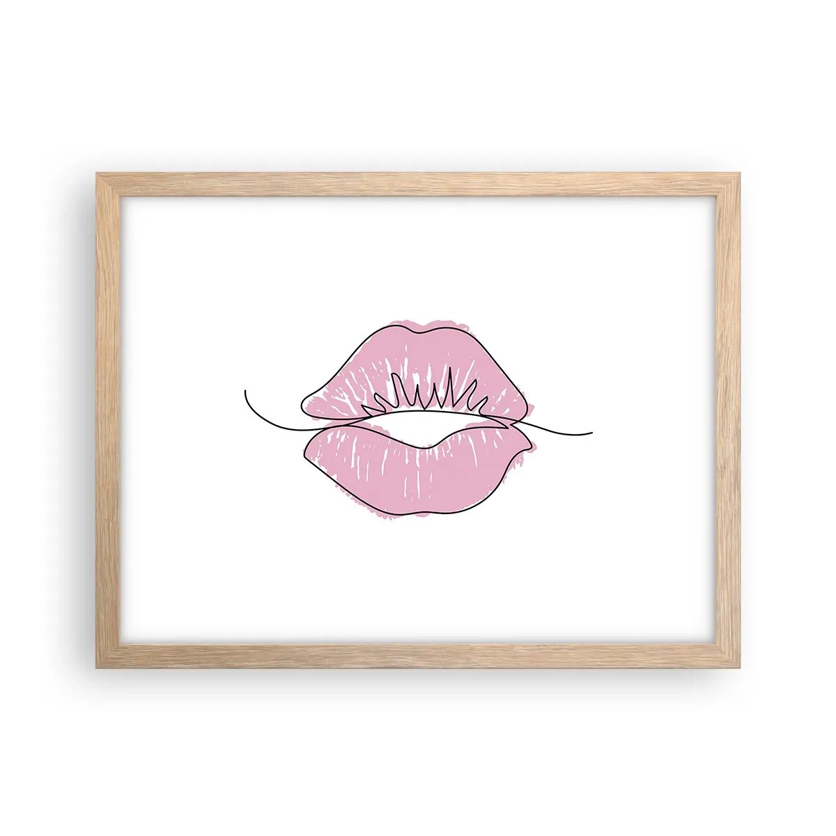 Plakát v rámu světlý dub - Jsi připraven na polibek? - 40x30 cm