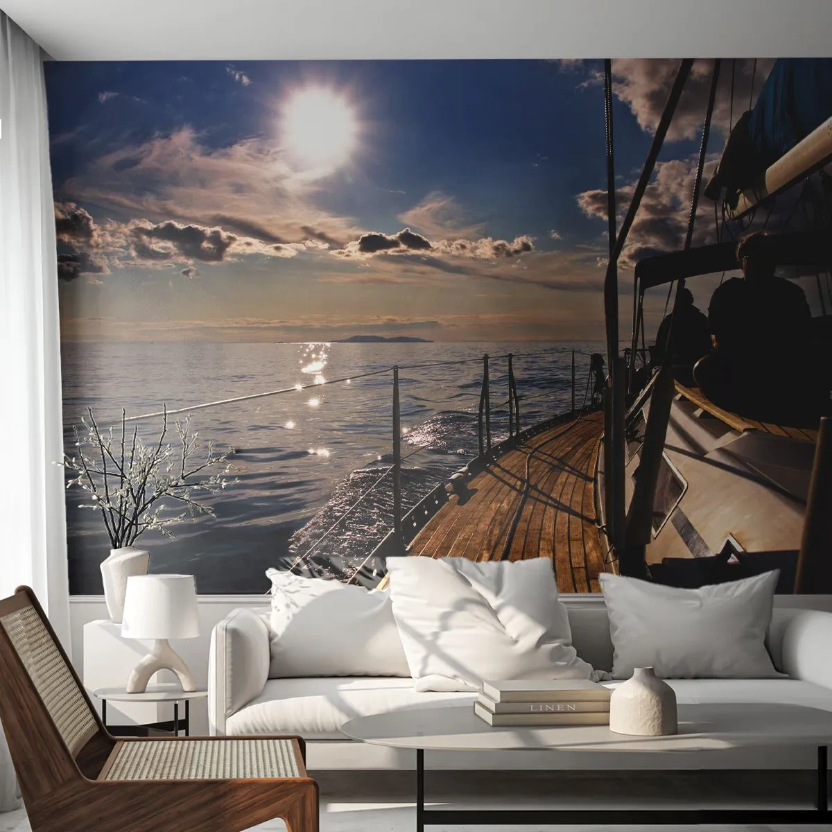 Fototapeta Premium Canvas - Plavba směrem ke slunci - Námořní, Jachta, Moře - 250x175 cm