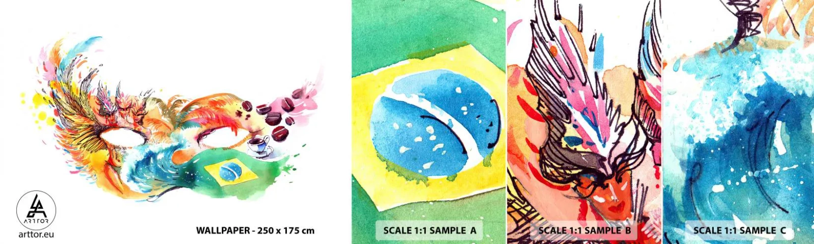 Fototapeta Vzorek Standard Eco - Brazílie vítá sambou - Kapuce, Karneval, Abstrakce - 100x30 cm