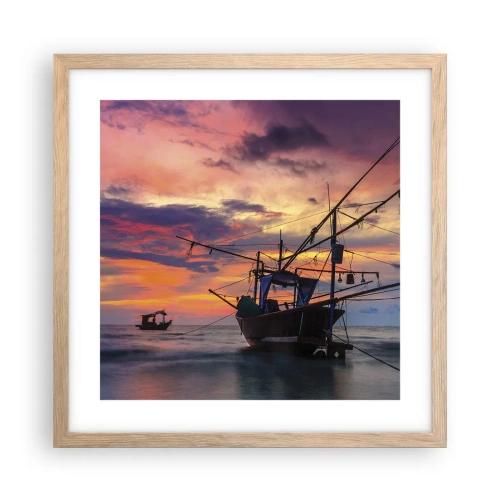 Plakát v rámu světlý dub - Exotický večer - 40x40 cm