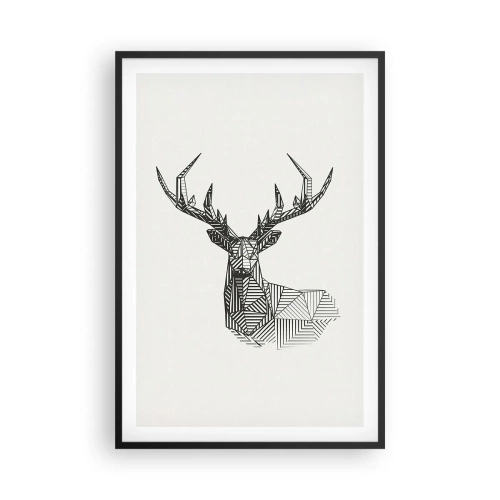 Plakát v černém rámu - Jelen v kubistickém stylu - 61x91 cm