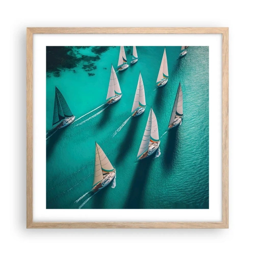 Plakát v rámu světlý dub - Zápasení s větrem - 50x50 cm