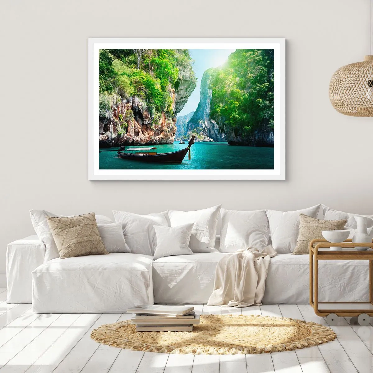 Plakát v bílém rámu - Pozvánka na exotickou cestu - 91x61 cm