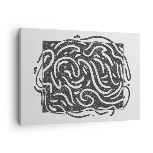 Obraz na plátně - Černobílá abstrakce v geometrickém stylu - 70x50cm - Abstrakce: tanec radosti - Moderní nástěnná dekorace do obývacího pokoje a ložnice ARTTOR